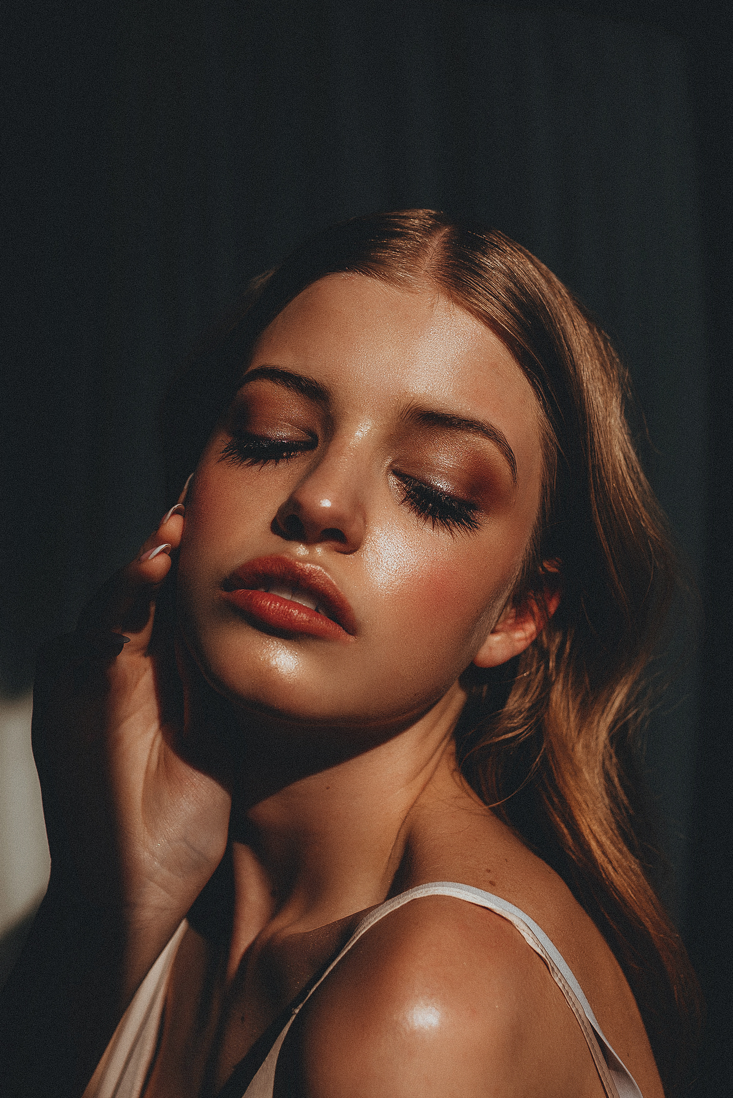 Fashion portrait with polished makeup